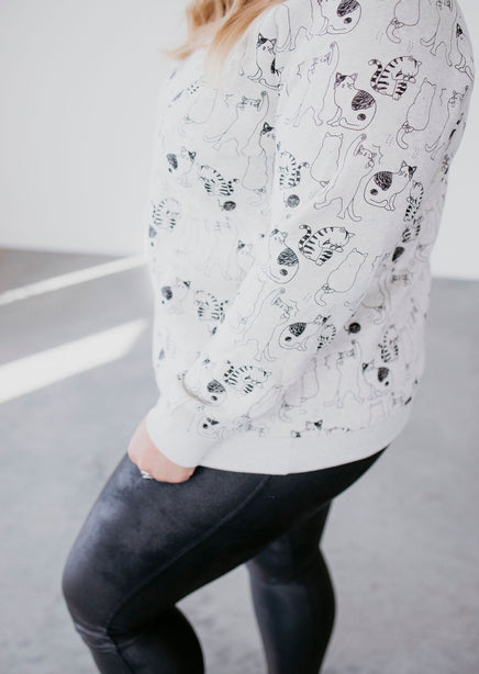 Cat Print Sweatshirt