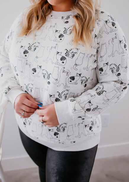 Cat Print Sweatshirt