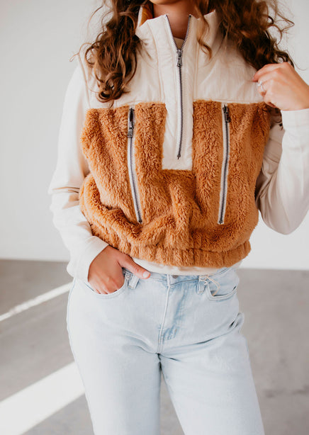 Jeena Shearling Half-Zip Vest