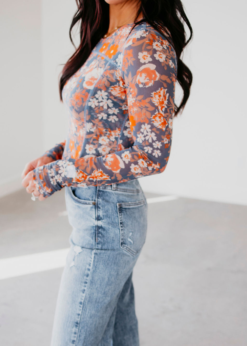 Blythe Floral Printed Mesh Top