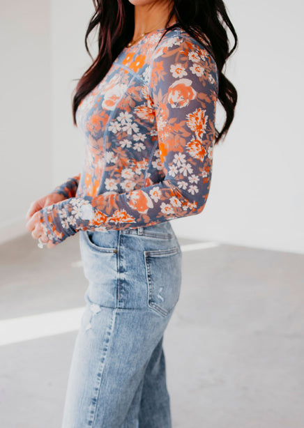 Blythe Floral Printed Mesh Top