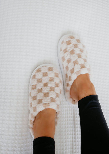 Checkered Plush Slippers