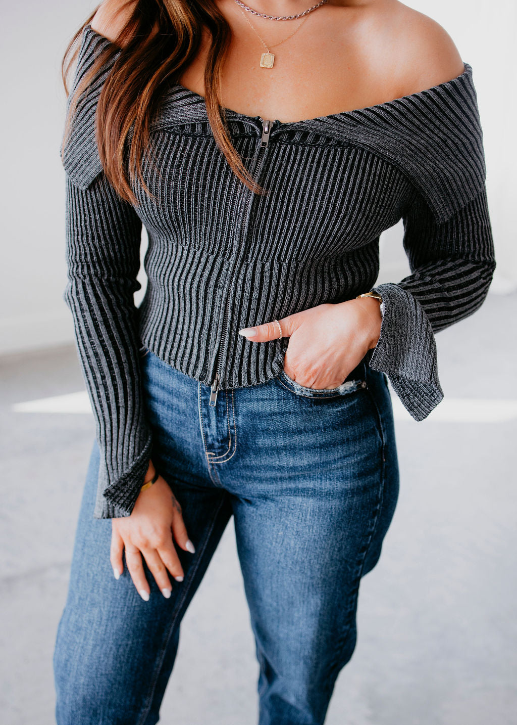 image of Ginnie Zip Front Sweater