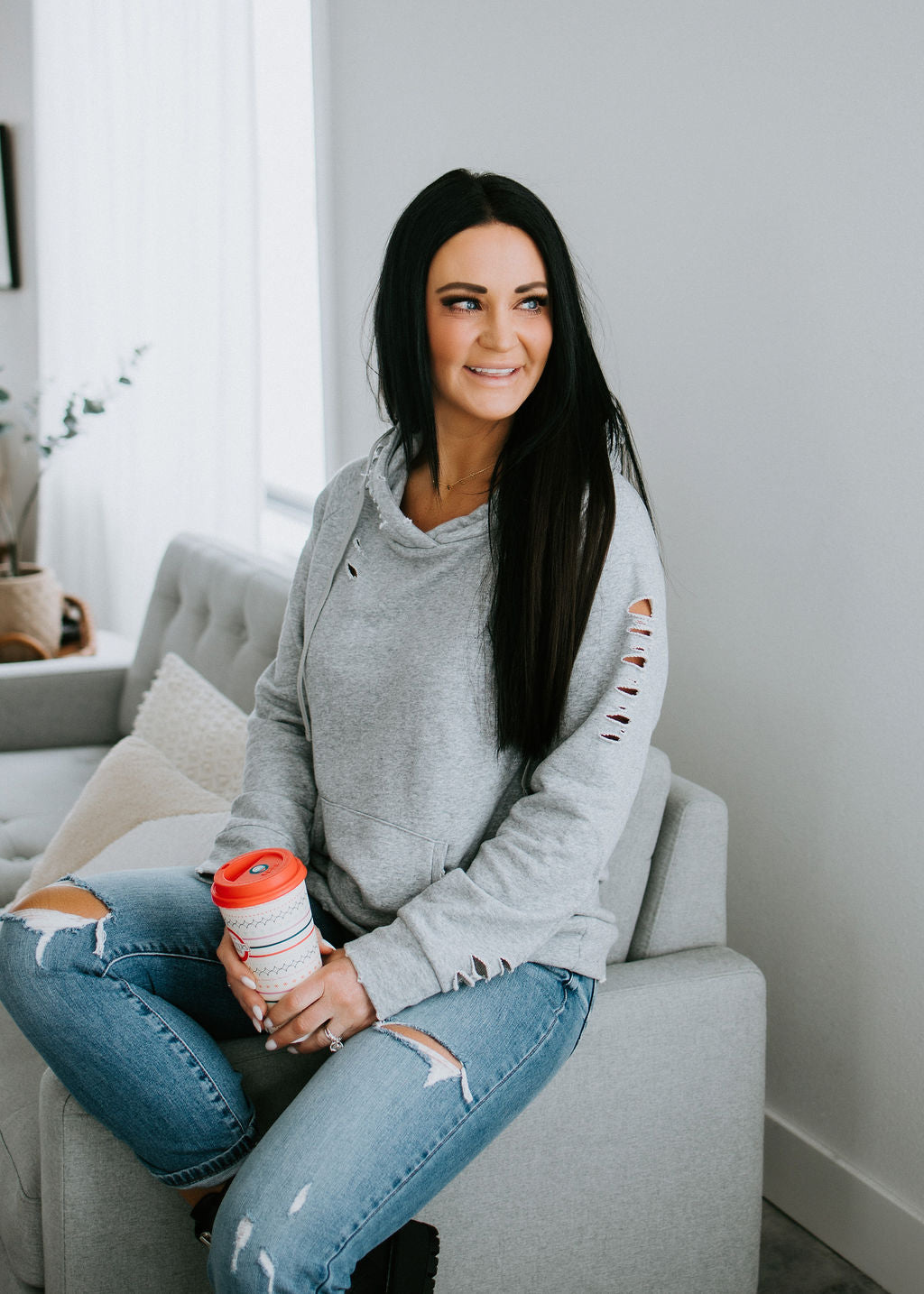 Lily and lottie distressed hoodie Clearance