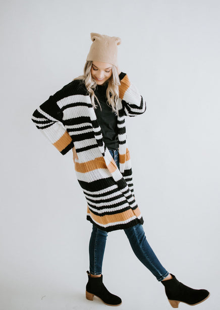 Crossed The Line Striped Cardigan