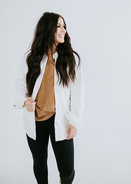 Creed Faux Leather Shacket by Chelsea DeBoer