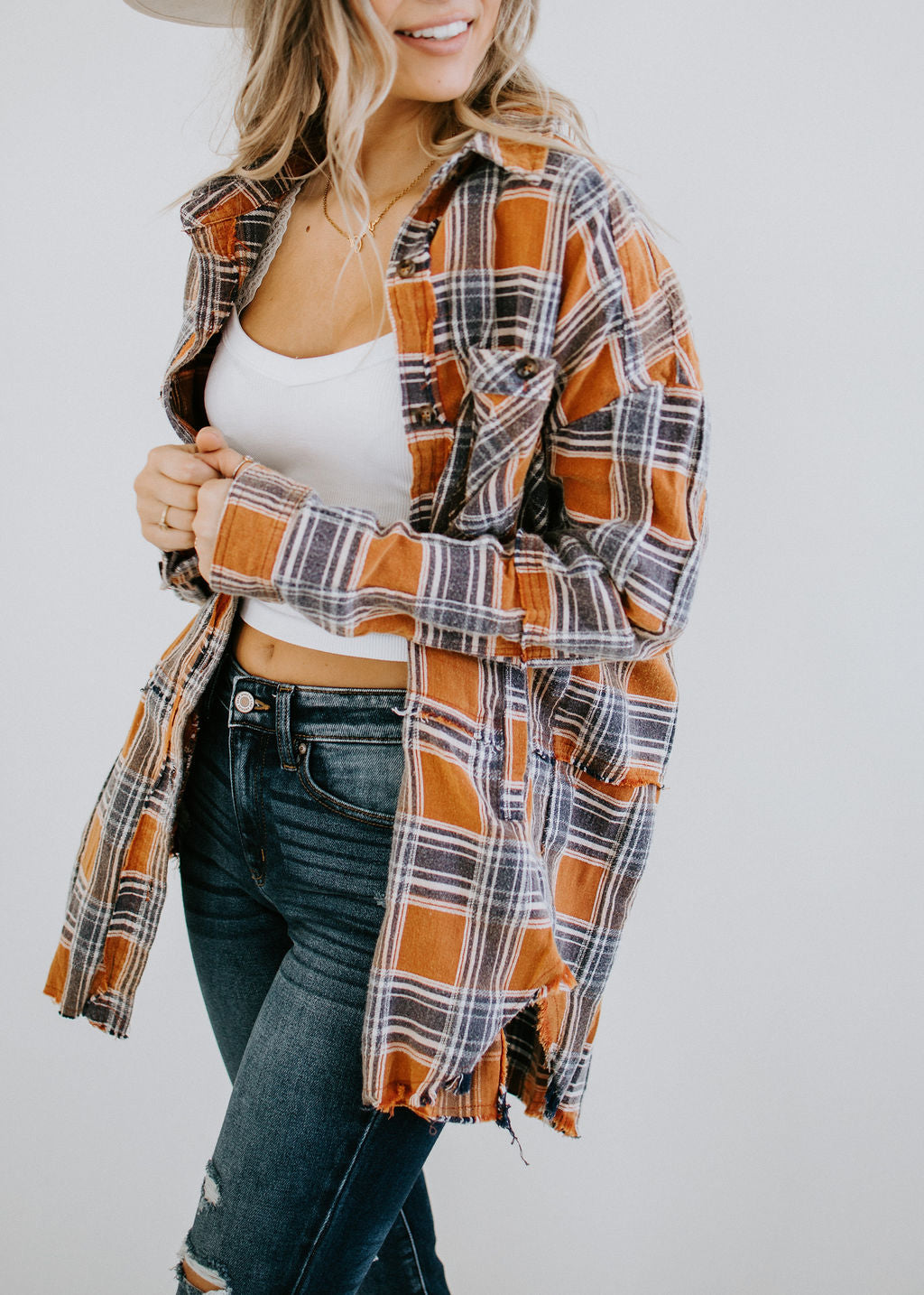 image of Remington Washed Plaid Top