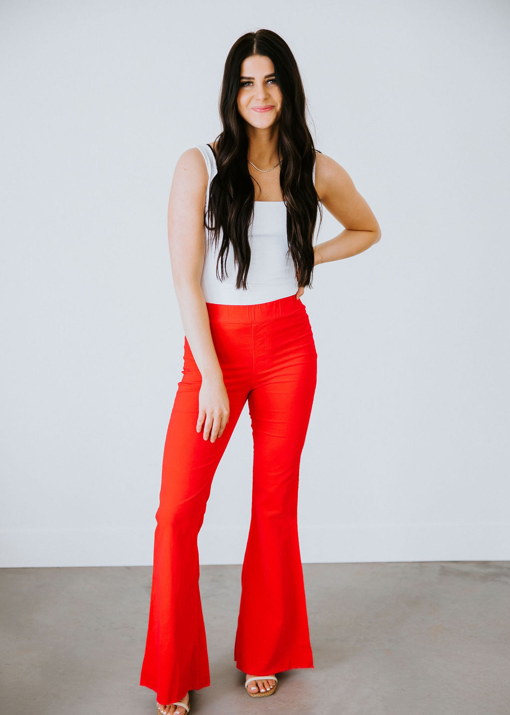 Red Cut Out Detail Flared Trousers  Trousers  PrettyLittleThing