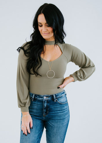 Leah Rib Knit Cutout Bodysuit