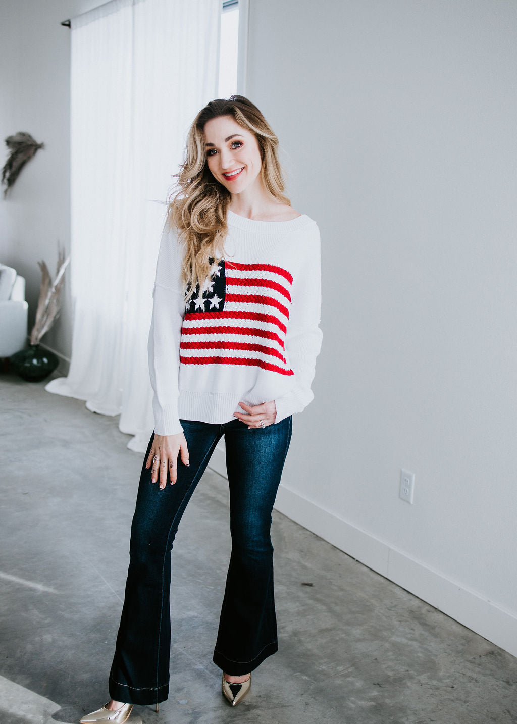 image of American Flag Knit Sweater