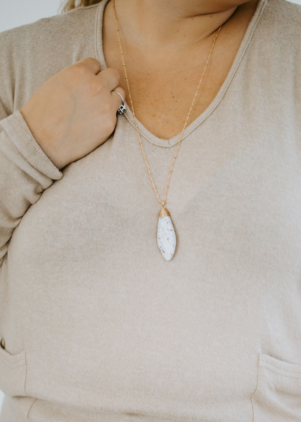 image of Oval Natural Stone Necklace
