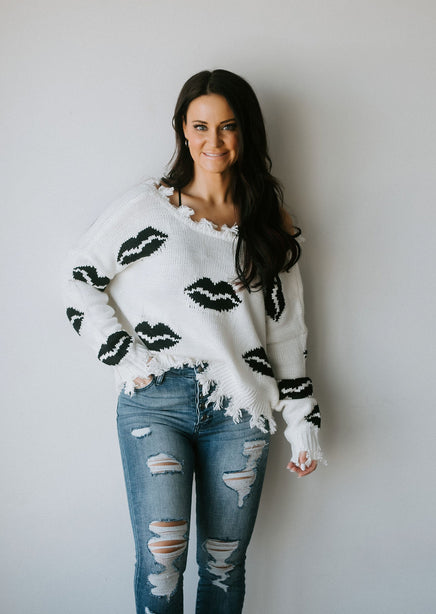 Sweet Kisses Distressed Sweater