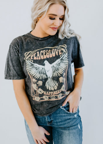 Peace Love Happiness Graphic Tee
