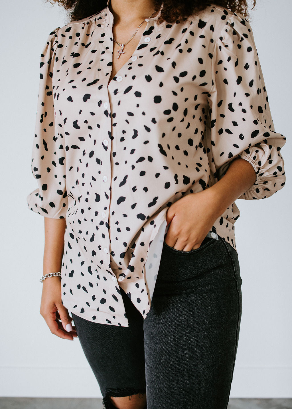 image of Spotted Button Up Top