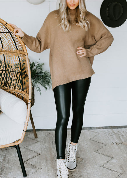 Final Sale Plus Size Faux Leather Pants in Camel – Chic And Curvy