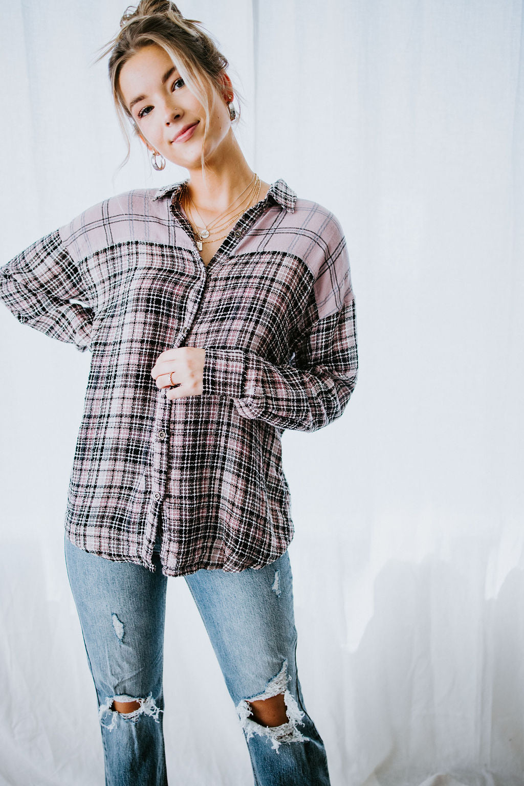 image of Mix It Up Plaid Top