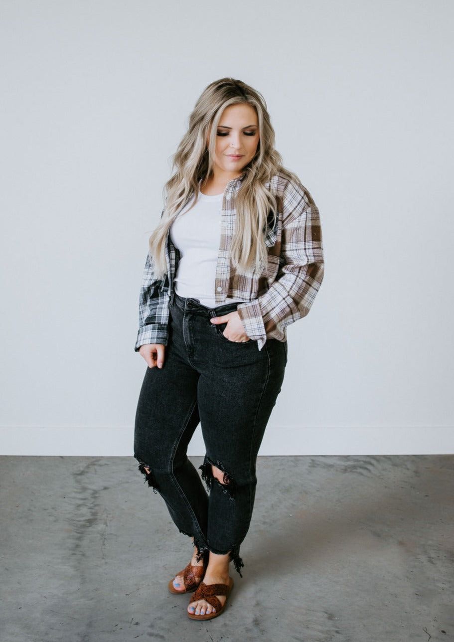 image of Sidney Cropped Plaid Top