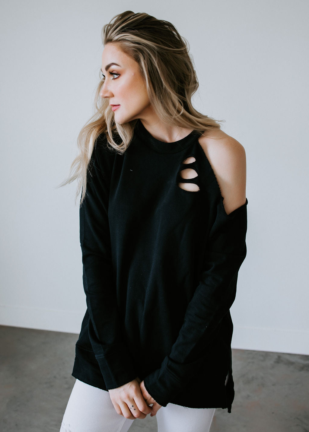 Monroe Cold Shoulder Sweatshirt by Chelsea DeBoer Lauriebelles