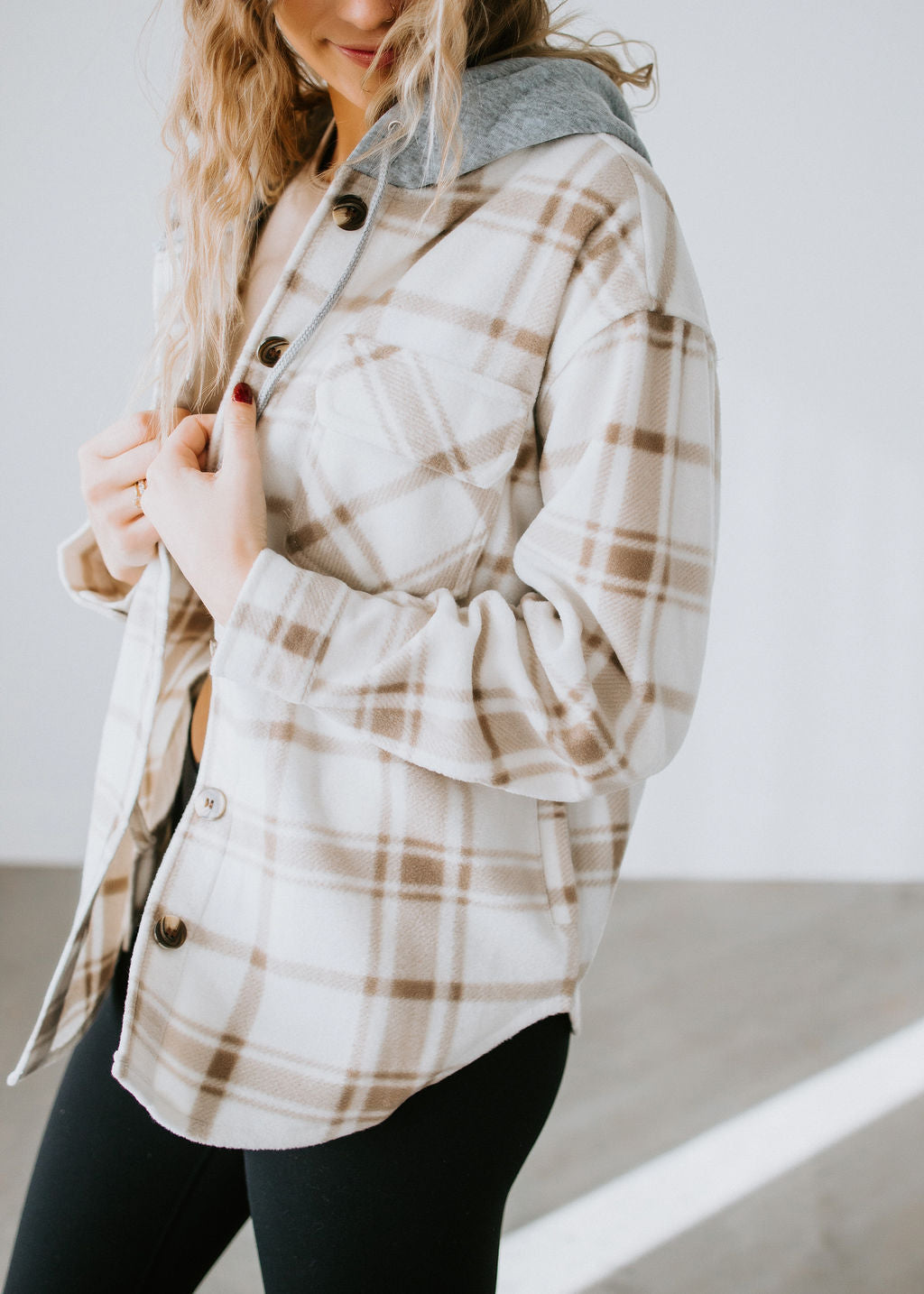 image of Dean Hooded Plaid Shacket