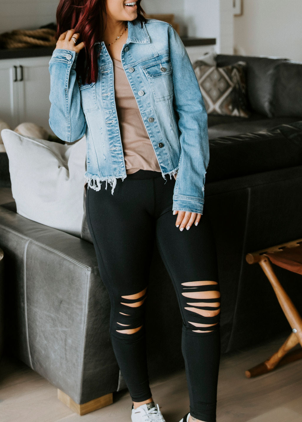 Cute ripped hot sale jean jackets