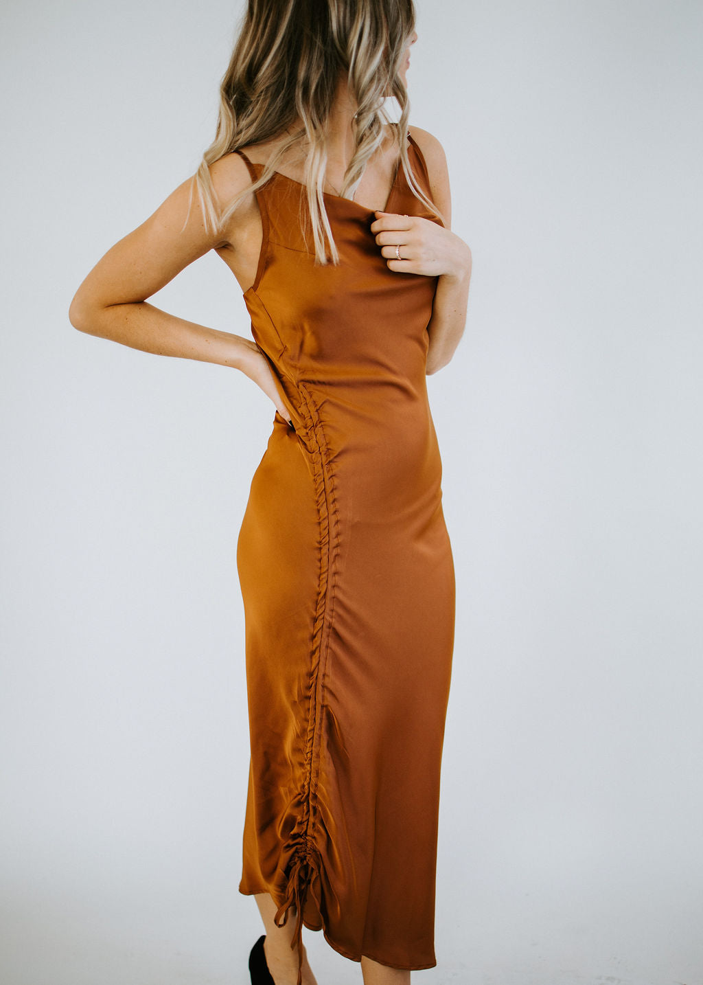 image of Maurie Cowl Neck Midi Dress