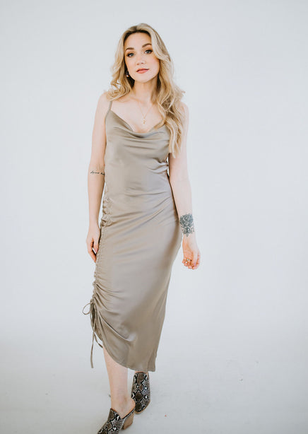 Maurie Cowl Neck Midi Dress
