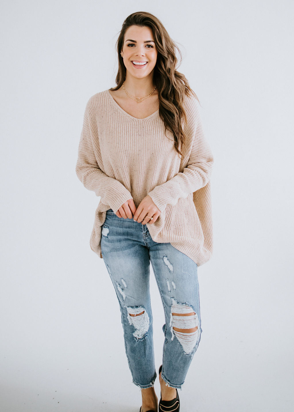 image of Stella Oversized V-Neck Sweater FINAL SALE