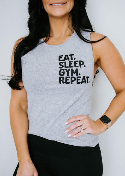 Eat Sleep Gym Repeat Graphic Tank