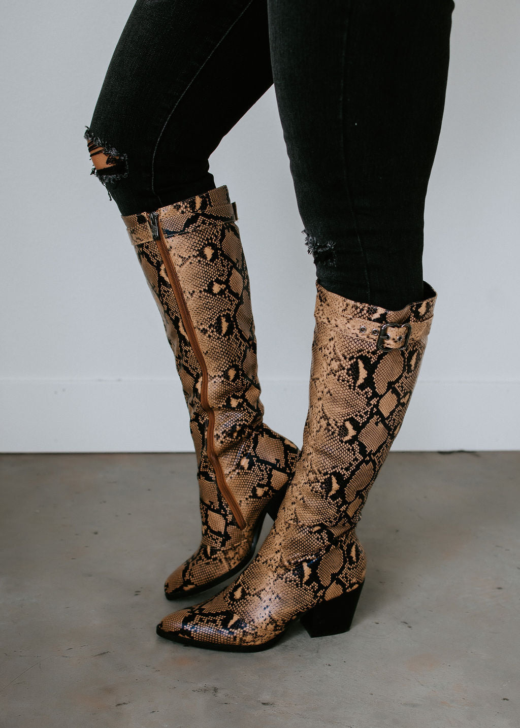 Snake Your Way Knee High Boot