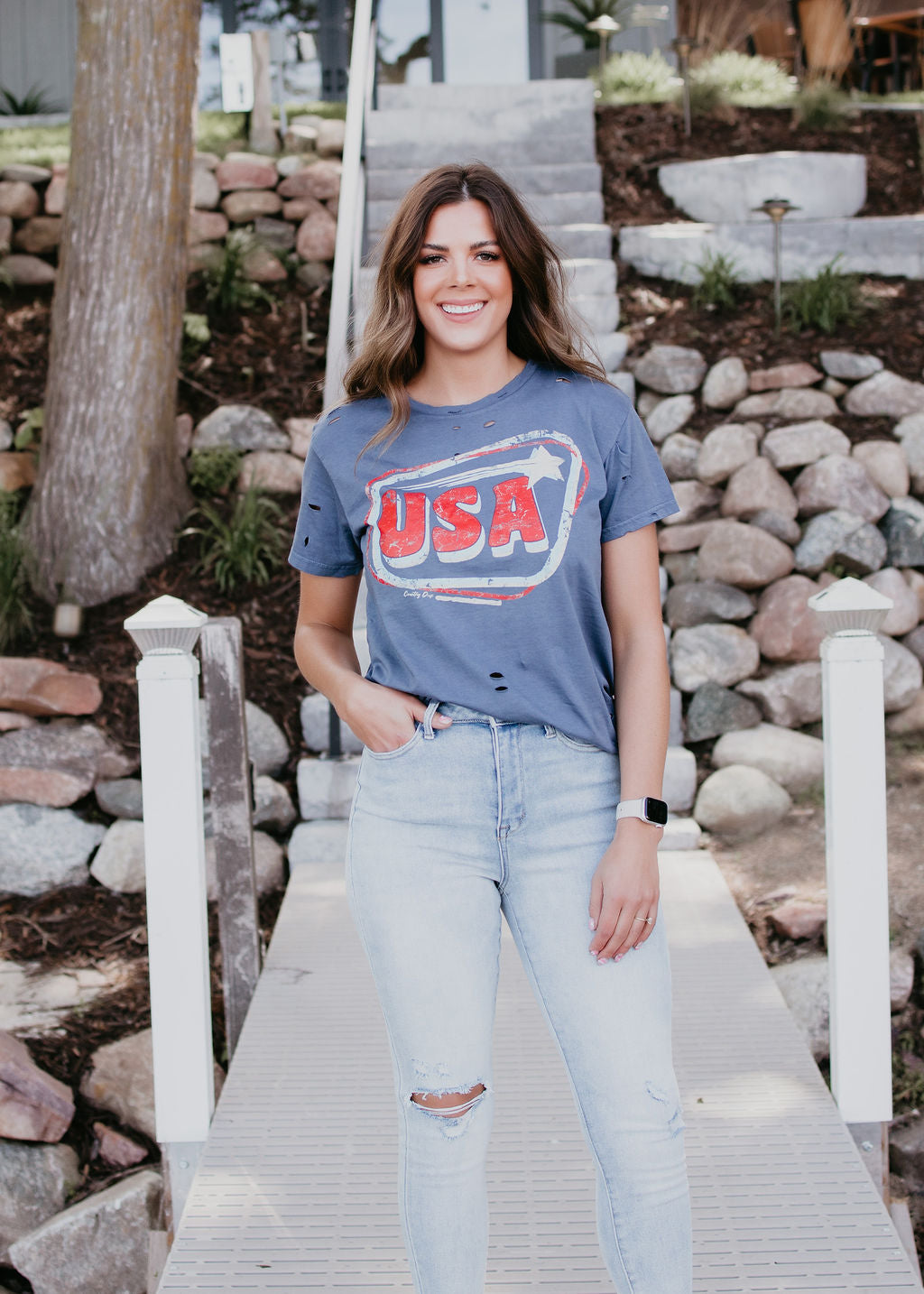 image of USA Distressed Graphic Tee