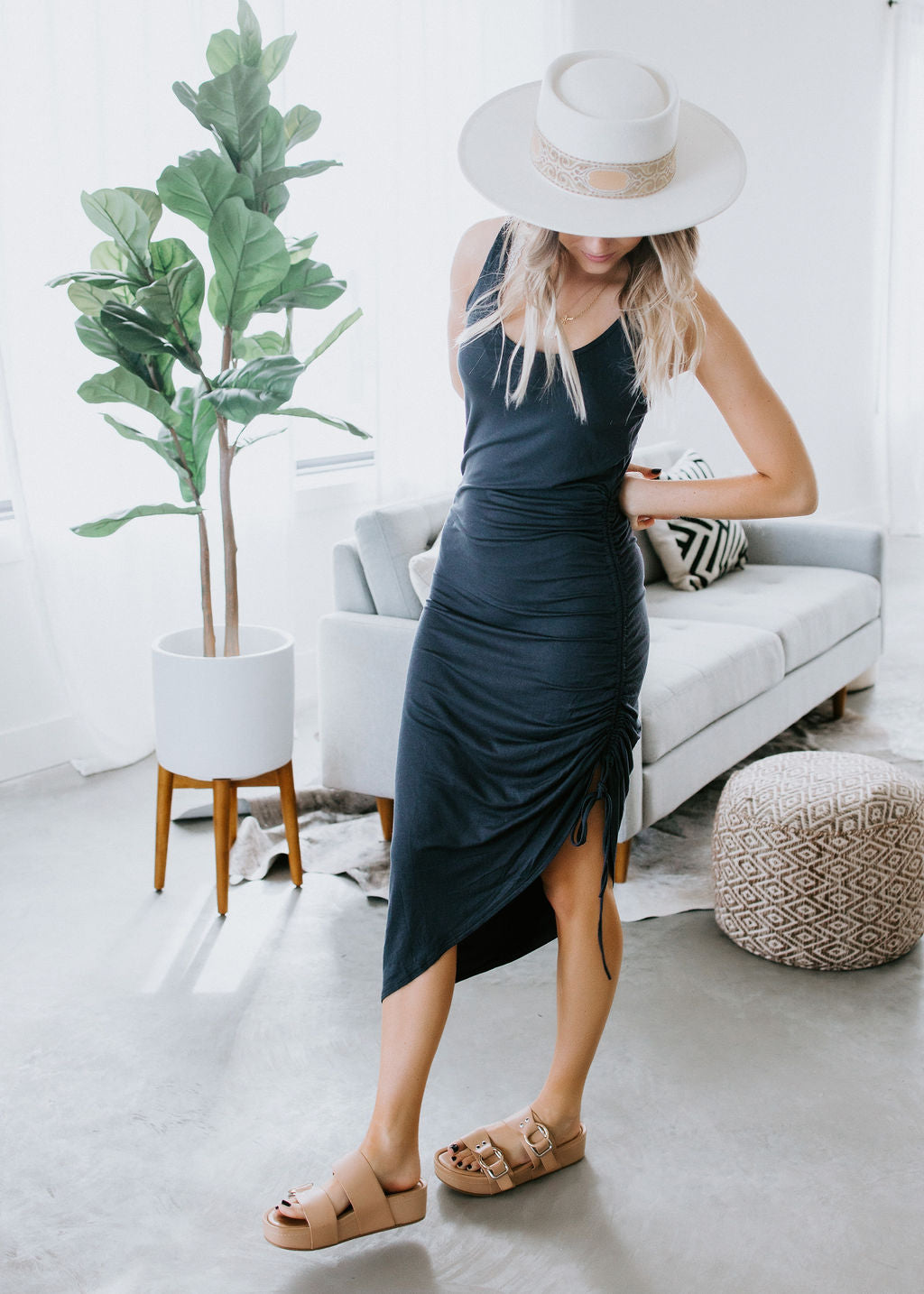 Swept Away Ruched Tank Dress