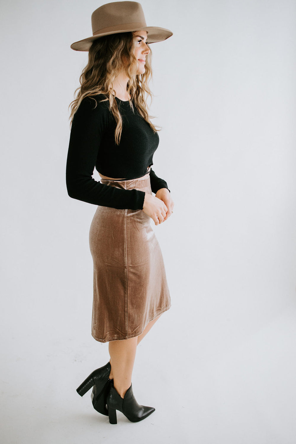 Saydee Velvet Midi Skirt