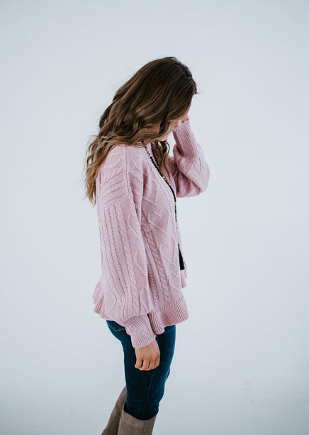 Follow Your Heart Cable Knit Sweater