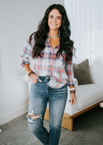 Washed Out Plaid Top