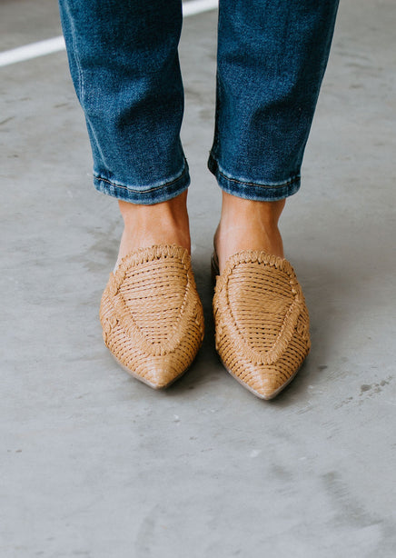 Woven Pointy Flat Mules