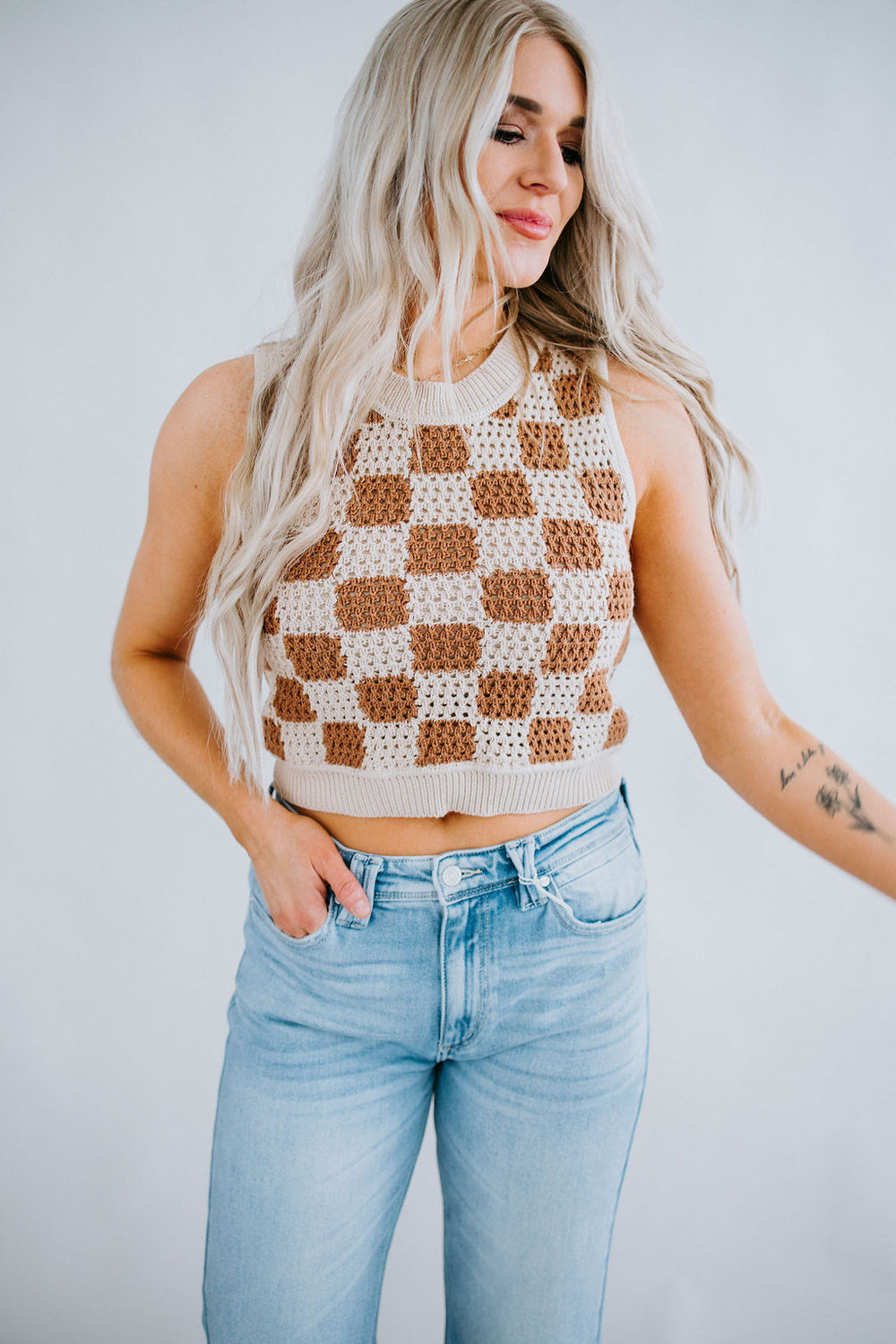 Checked Out Knit Tank