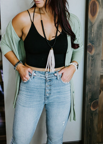 Chaylen Ribbed V-Neck Bra Top