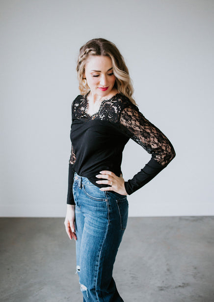 Amazing Allure Lace Contrast Top