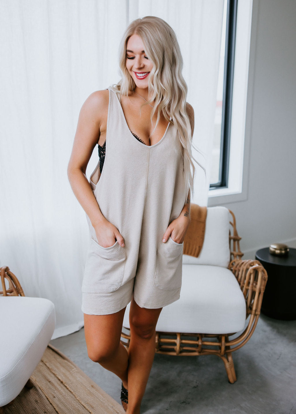 Off-Duty Washed Romper