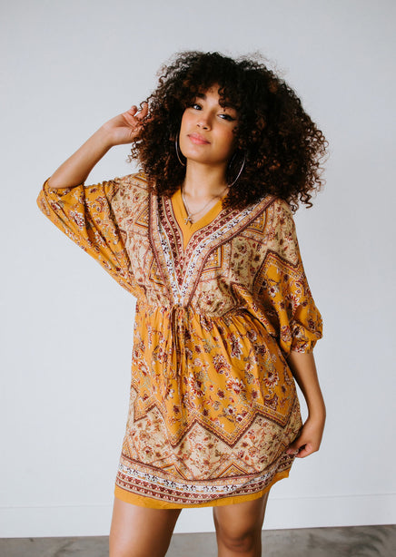 Long Sleeve Boho Mini Dress | Marigold Mini Dress | Lauriebelles Long Sleeve Boho Mini Dress | Marigold Mini Dress | Lauriebelles