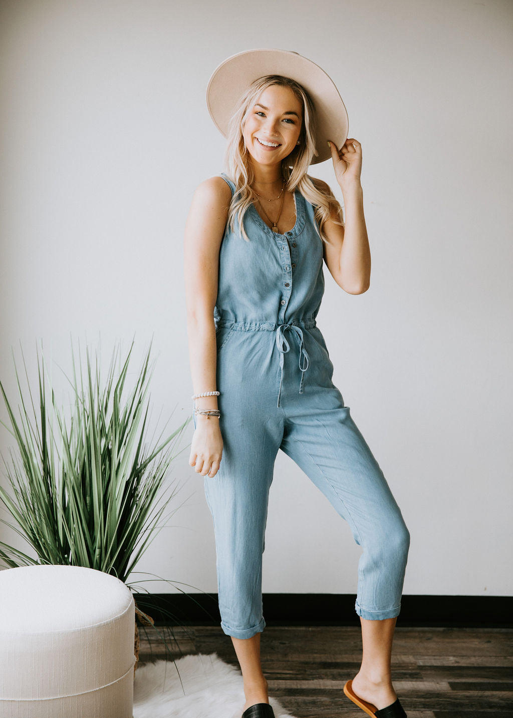 image of Kaison Pocketed Tencel Jumpsuit