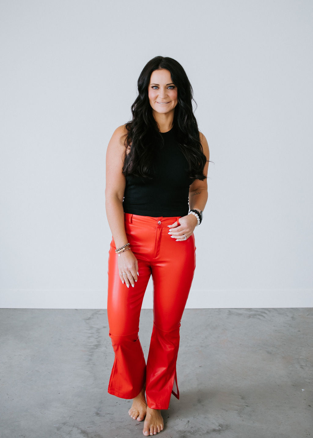 image of Hayes Vegan Leather Flare Pants