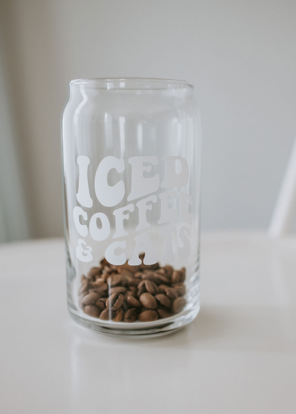Iced Coffee and Cats Glass Can