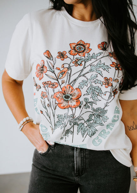 Bloom With Grace Oversized Graphic Tee