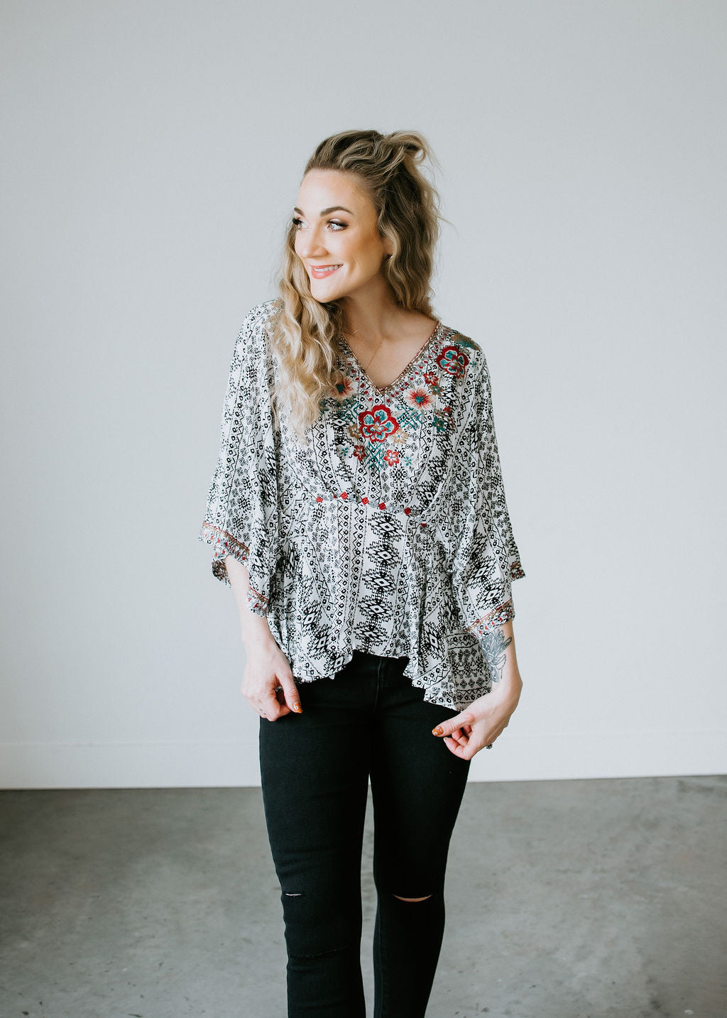 image of Madalyn Embroidered Poncho Top
