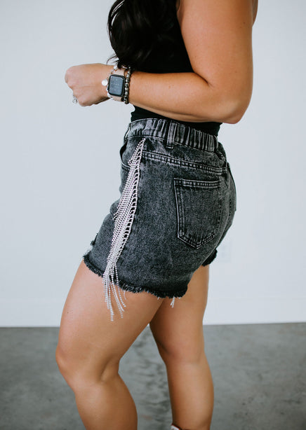 Lexy Rhinestone Denim Shorts