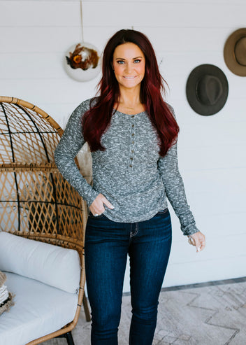 Lanae Ribbed Henley Top FINAL SALE