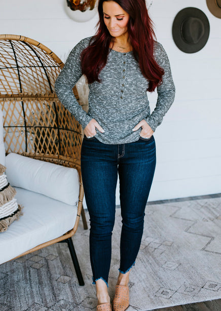 Lanae Ribbed Henley Top FINAL SALE