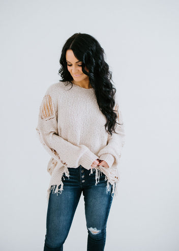 Say Yes To Distress Knit Sweater