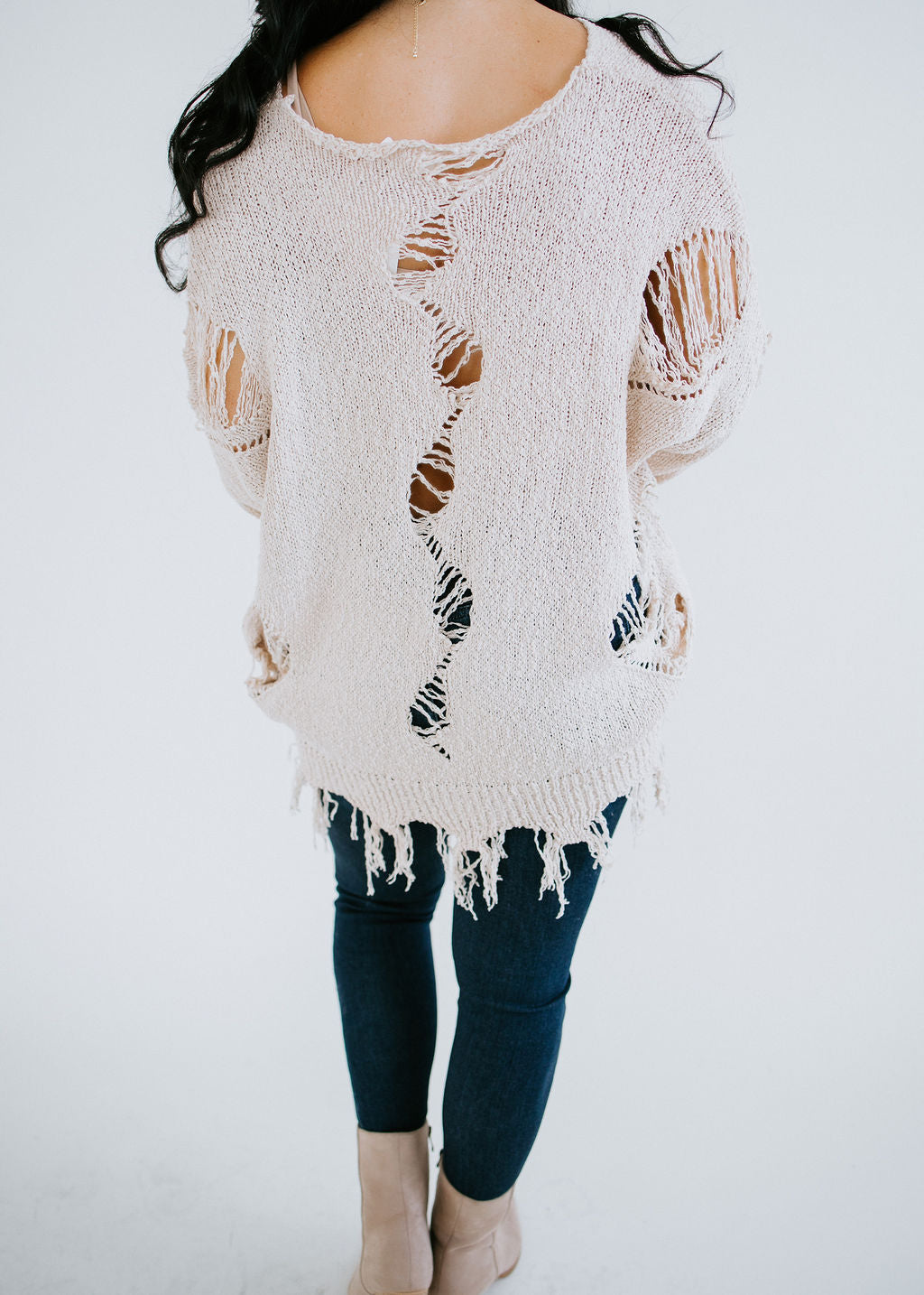 Say Yes To Distress Knit Sweater